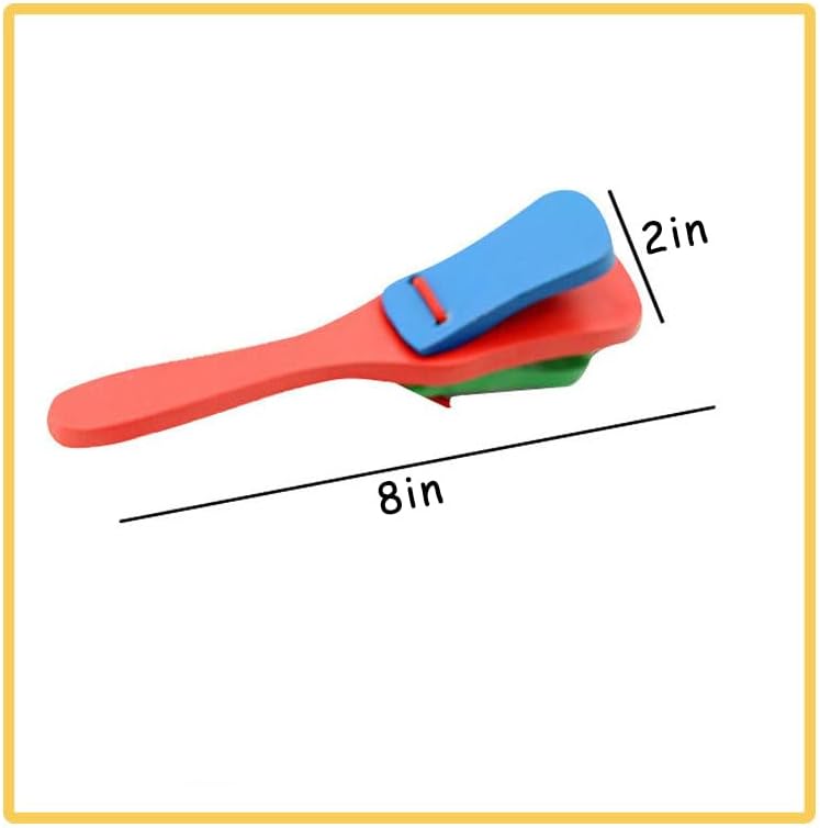 mocrcrel 2 Pcs Professional Castanets, Single Set with Handle，Wooden Castanet Clapper Educational Musical Percussion 8 inch (Blue +Red + Green) - Image 4